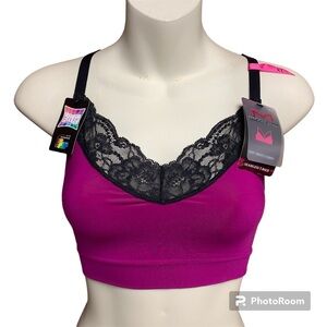 Maidenform purple/black seamless T-back bralette size XL NWT
